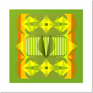 Geometric in yellow green Posters and Art